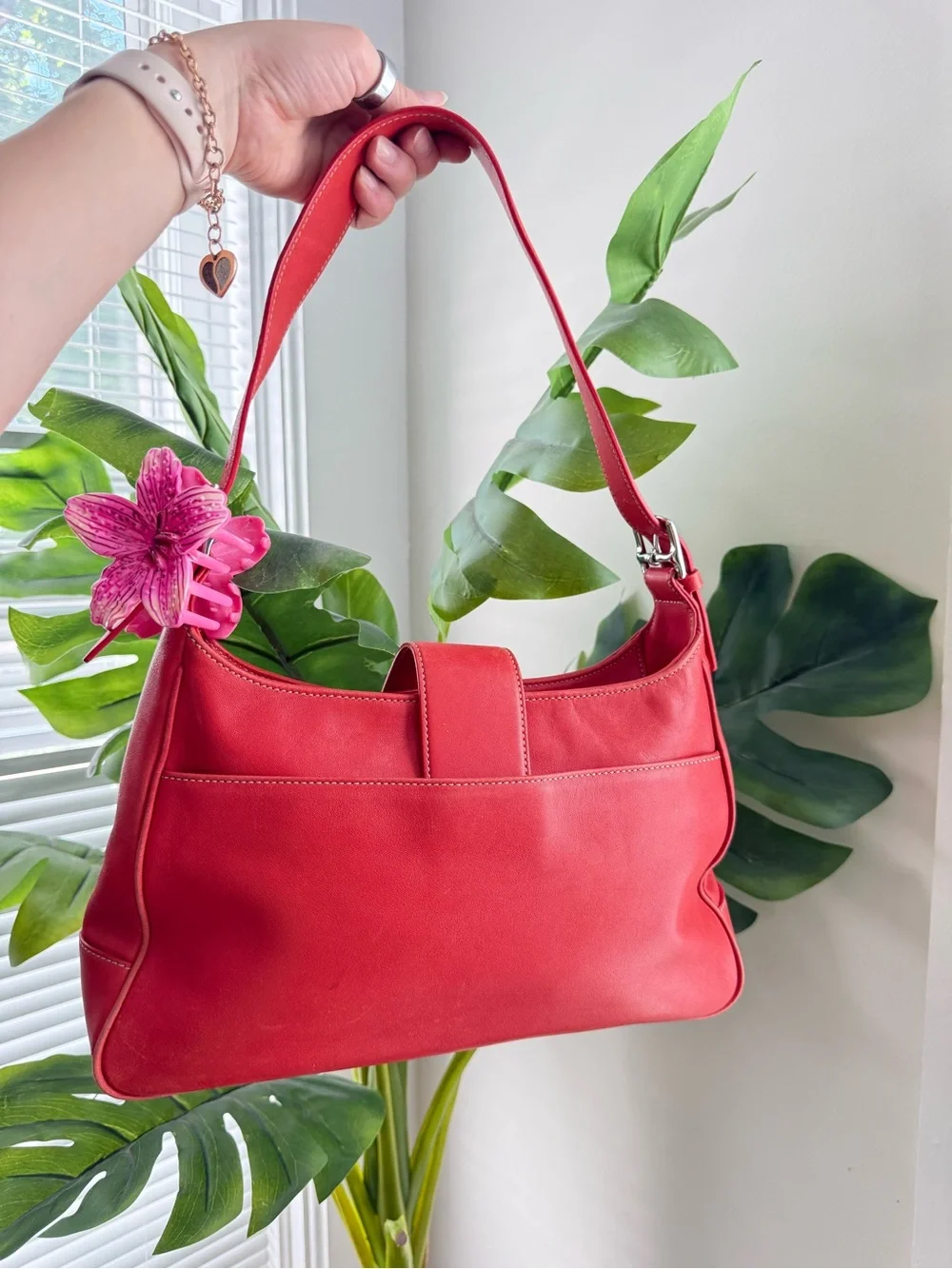 Coach Red Leather Shoulder Bag